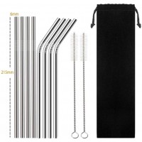 2020 Customized metal drinking straw set of 8 reusable 304 stainless steel straw