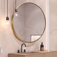 Modern Luxury Hotel Bathroom 50 60 70 80cm decorative antique Gold Metal Frame Round Wall Mirror