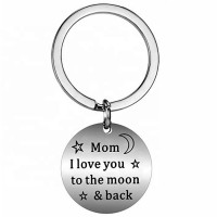 MECYLIFE I love you to the moon and back Christmas Mothers Day Gifts Keychain Stainless Steel Key Chain