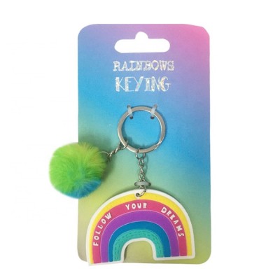 Rainbow keyring With Pompom Keychain Cute Keyring For Kids Cute Keyring