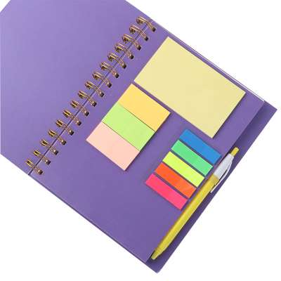 Printed Spiral Wire Notebook Planner Custom Cute Note Book with Sticky Notes and Pen Set