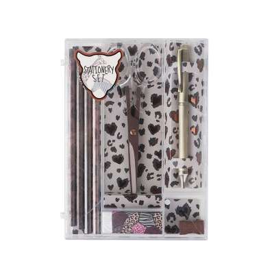 Christmas promotional Office and School supply stationery set cute stationary set with scissors and sharpener