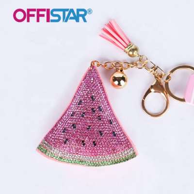 Fruit Shape Strawberry Rainbow Watermelon Mermaid Rhinestone Leather Main Material Key Chain Sequin Key Ring