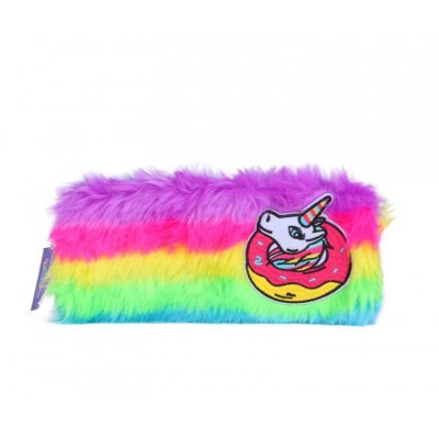 Colorful Kawaii Fur Kids Pencil Case With Embroidery Unicorn For Gift Girls Boys